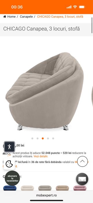 Canapea si 2 fotolii rotative Chicago Mobexpert