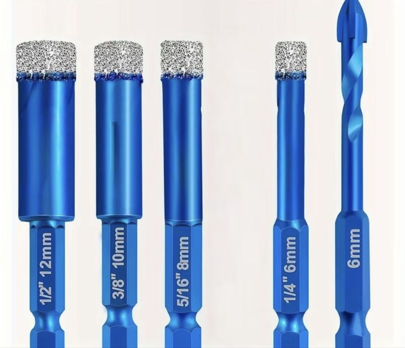 Комплект 5 броя диамантени  свредла