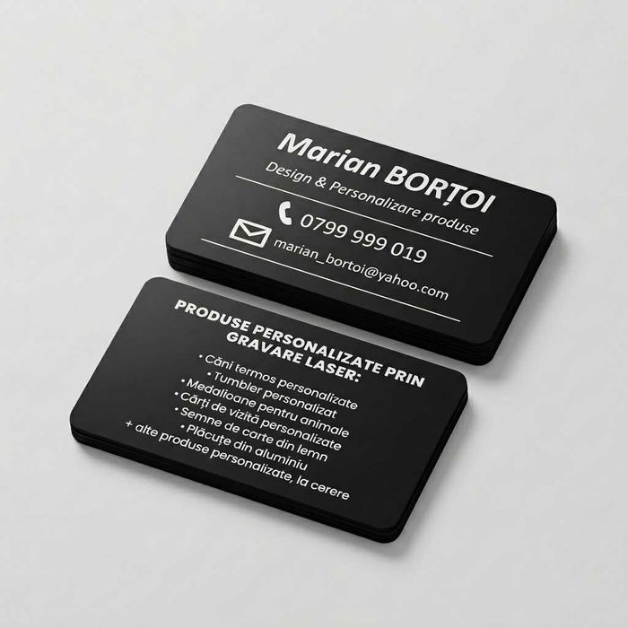 Carte de vizită metalică premium – gravură laser, 10 Buc/Set