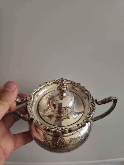 Посребрен сервиз за чай/кафе, EPNS, антикварен комплект 3 части