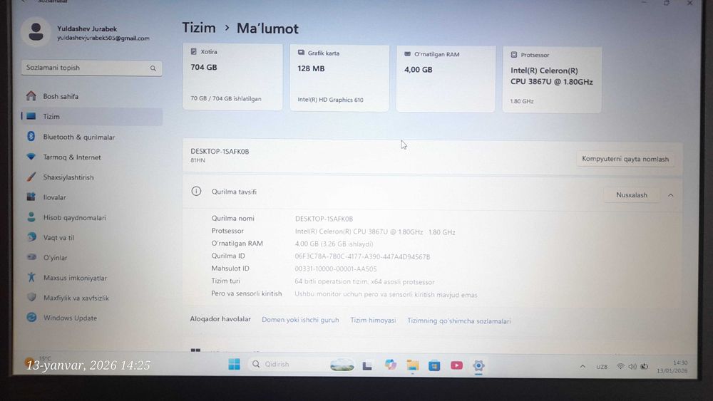 Lenovo . Holati ideal . Oz vaqt ishlatilgan