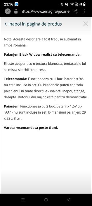 Păianjen cu telecomanda