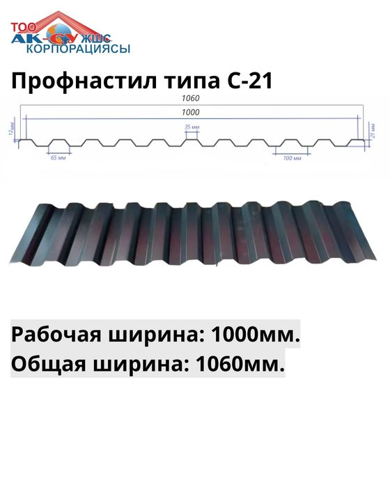 Профнастил НС-21 Ral 7024 глянец