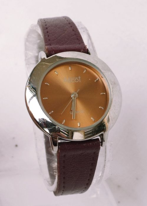 Ceas Ascot de damă cu quartz, carcasă din oțel inoxidabil, curea piele