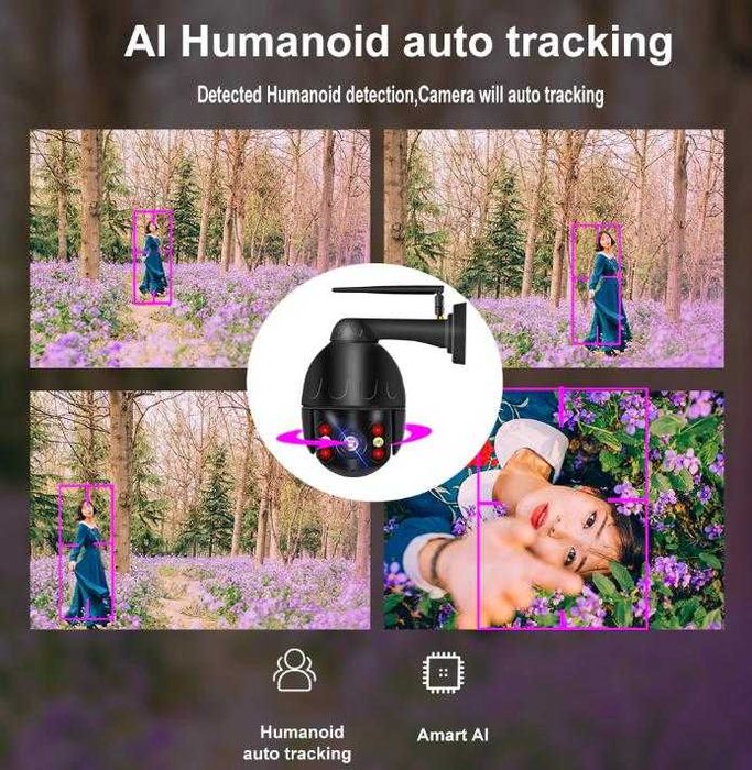 8.3M PTZ Камера Zoom WiFi Бебефон Видеодомофон Интерком СензорДвижение