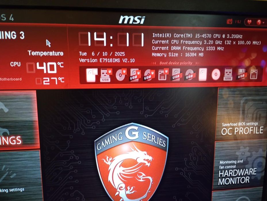 Kit placa de baza MSI Z97 Gaming 3 cu i5 4570 și 16gb ram