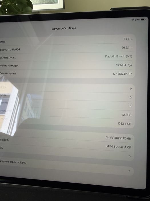 iPad Air 13” M3 128GB 100% батерия! Гаранция!
