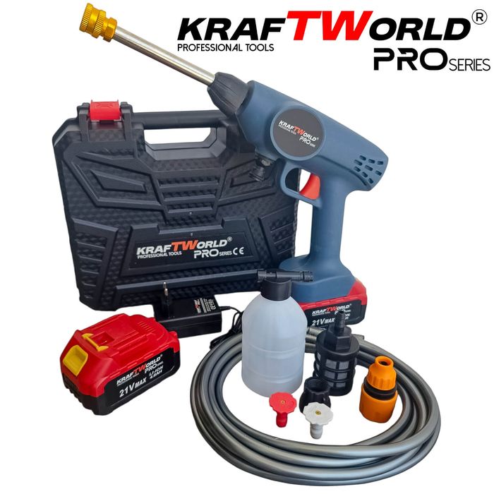 Акумулаторна Водоструйка KraftWorld 26 бара, с контейнер за препарат