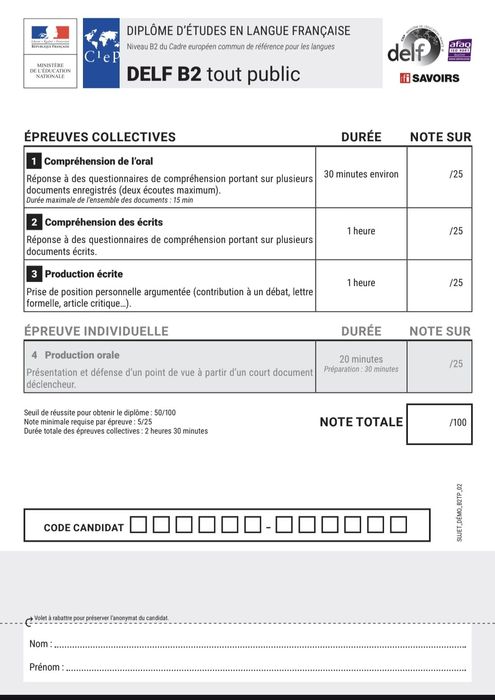 Французский язык, DELF-DALF, TCF