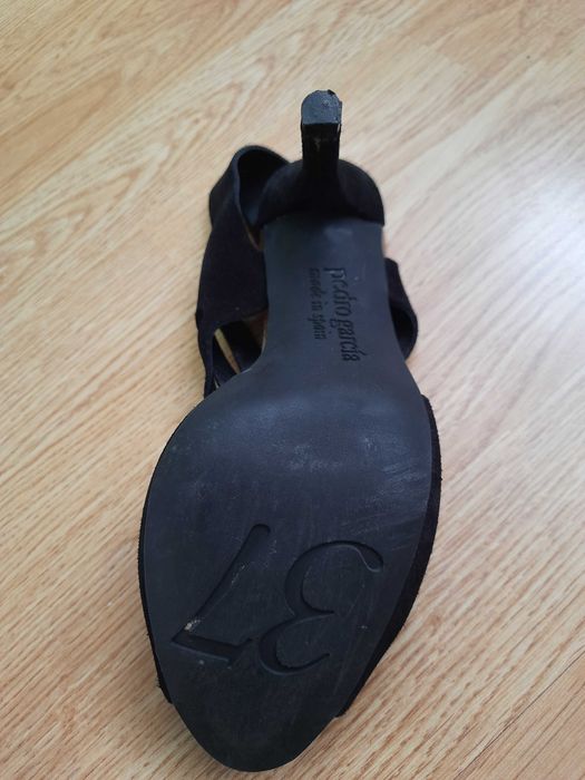 Sandale piele intoarsa, negre, marimea 37, Pedro Garcia