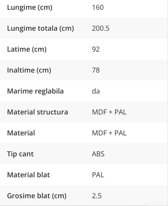 Masa bucatarie extensibila