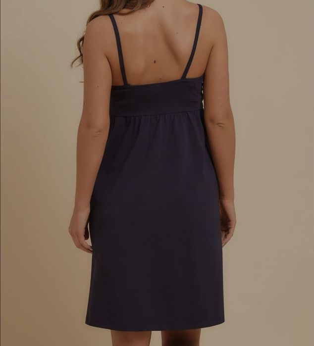 Черна и тъмно синя нощница за кърмачки и бременни + подарък