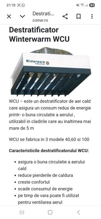 Destratificator aer cu termostat