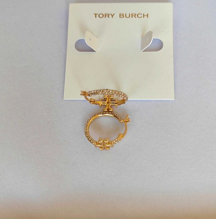обеци на Tory Burch - small Miller stud hoop earrings