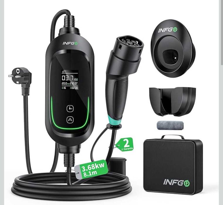 INFGO Зарядна станция тип 2 1-фазен 3.68kW 8.1 м. кабел 6-16A EV нова