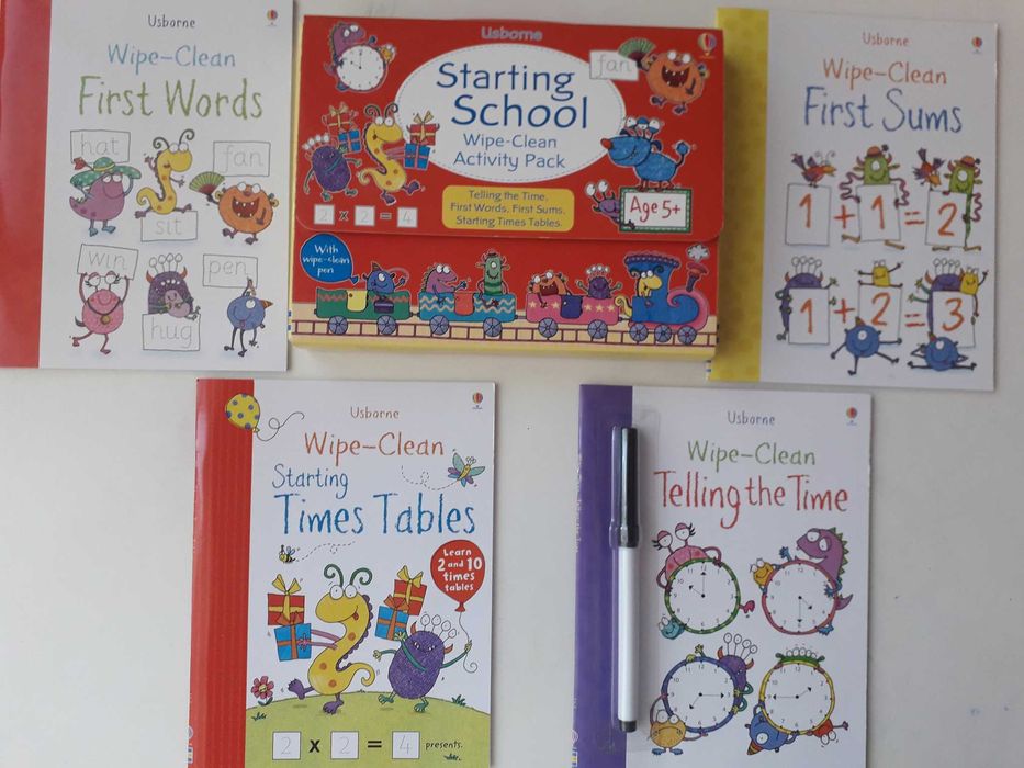 Usborne Scrie si sterge Starting School 4 carti engleza oferta