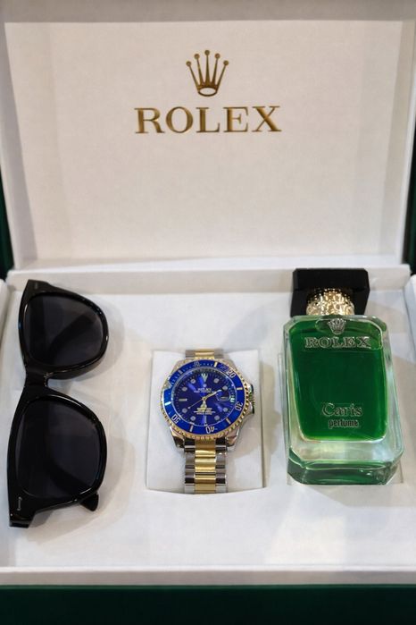 Луксозен комплект – часовник, очила и парфюм