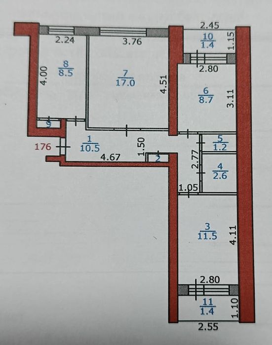 Продам трёхкомнатную квартиру