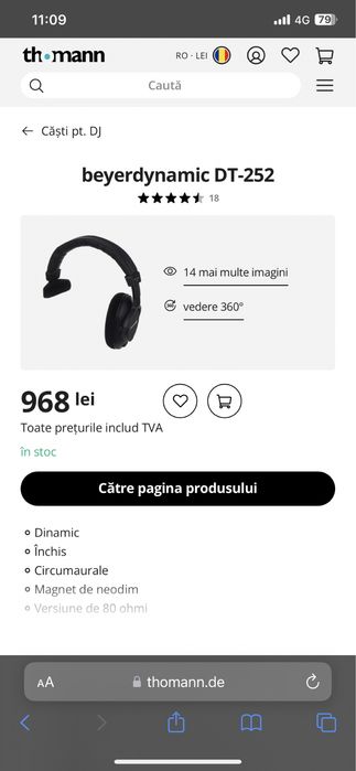 Casti Beyerdynamic DT252  (dj - podcast )