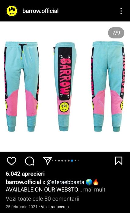 Pantaloni BARROW × SFERA Ebbasta Turcoaz