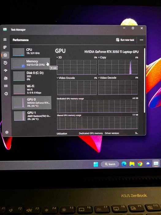 ASUS ZenBook Pro 15 OLED Ryzen 7 5800H / RTX 3050 / 16GB / SSD – OLED