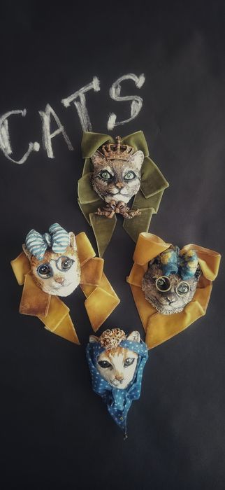 Брошь Кошка Печенька