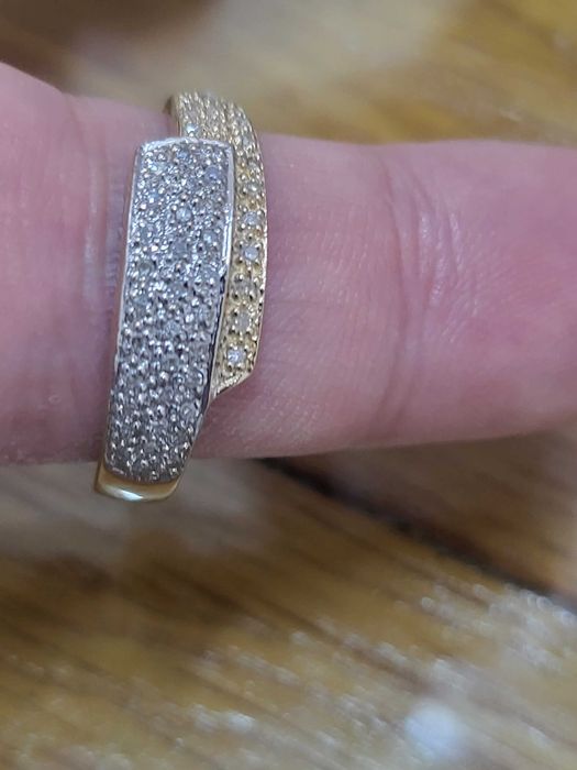 Inel superb aur alb/ galben 14k cu diamante naturale 0.25ct / 3.49gr