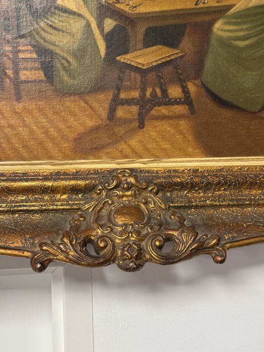 Tablou pictura in ulei pe panza - rama baroc aurie