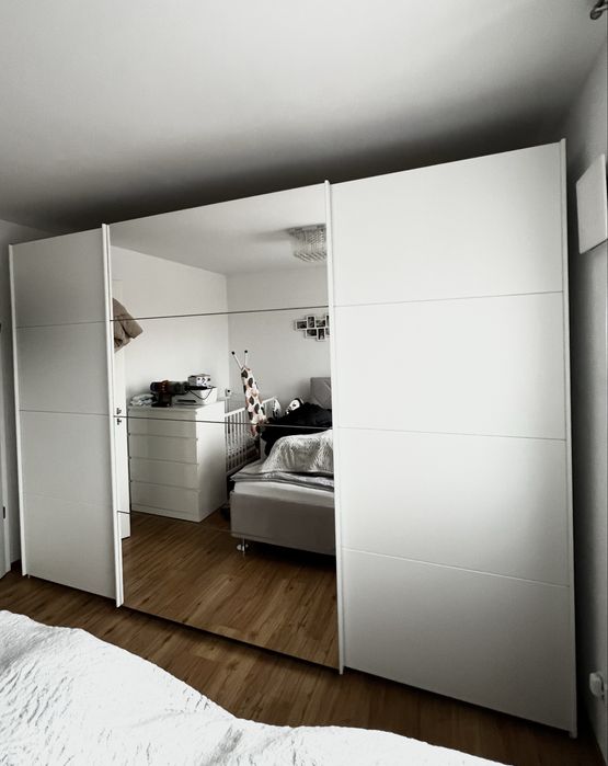 Dressing/Dulap 315/220/60 cm 3 usi culisante alb/oglinda