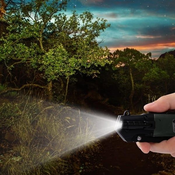 Cuțit de buzunar multifunctional 9 in 1, pliabil, lumină LED, 21 cm