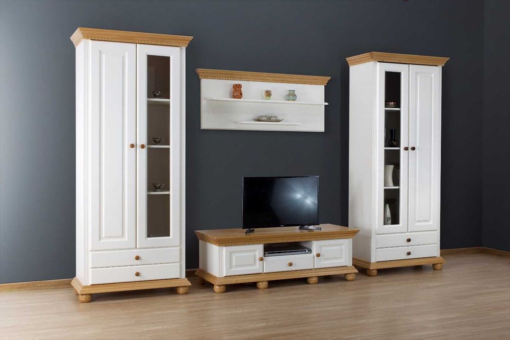 Vitrina lemn masiv Romantica 3, alb