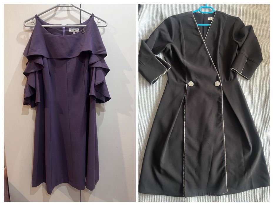 Дамска официална рокля размер L, черна и лилава -Lucy