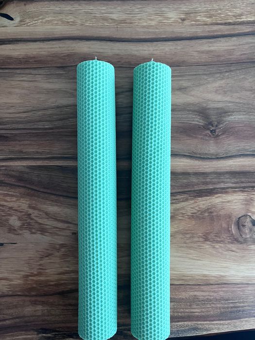 Set 2 lumanari ceara albine cununie / botez culoare verde