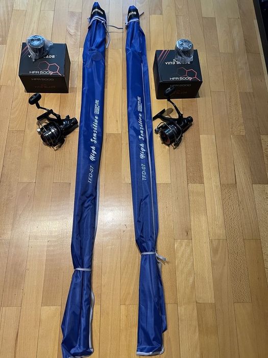 SET 2 Lansete Feeder Saimino Sensitive 3.90 + 2 Mulinete HFR 5000