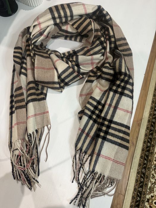 Шарф бежевый в клетку