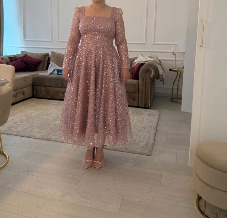 Rochie eleganta roz pudra