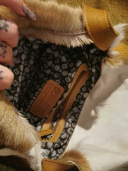 Geanta din piele naturala și blana naturala