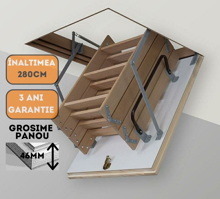 Scara la mansard sau pod din lemn | metal 80×80