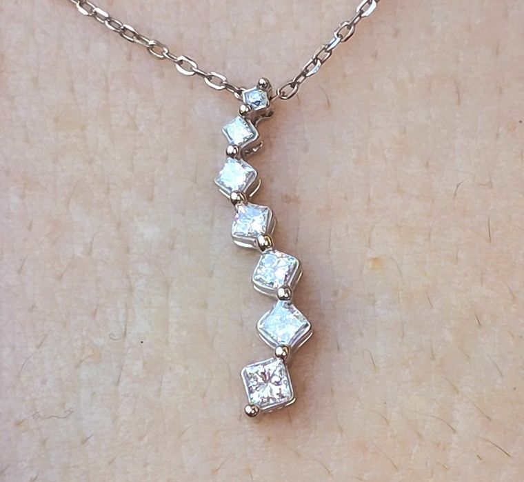 Pandant din aur alb 14k cu diamante naturale princes