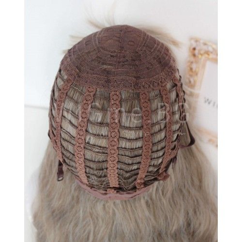 Дълга пеплно руса перука на вълни с бретон Алекса