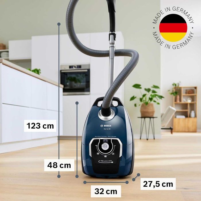 Прахосмукачка с Торба Bosch Series 8 BGL8XPER 700W, Тиха, XXL Накрайници, Дълъг Кабел!