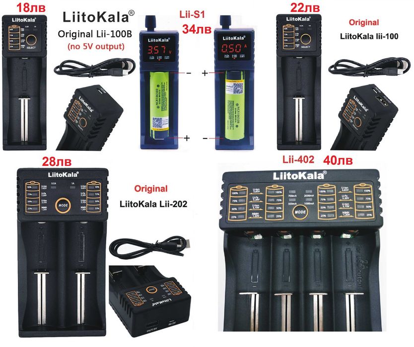 POWER BANK зарядно вело фар USB 8.4V няколко модела преносима батерия