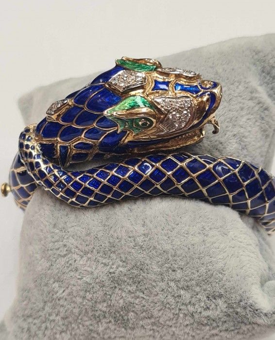 Bratara din aur galben de 14k cu email si diamante naturale, BRAU109