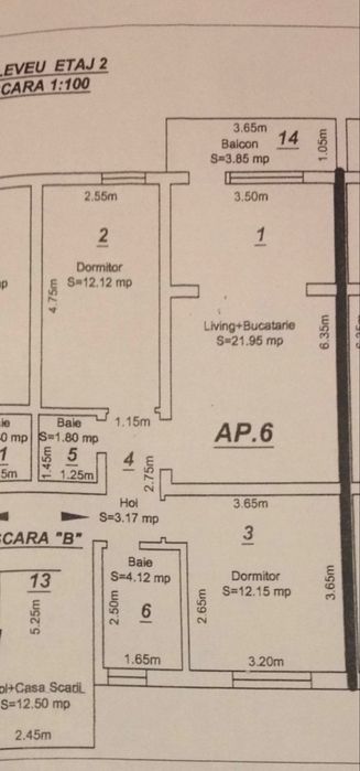 Vand apartament 3 camere, decomandat, în cartierul Arhitecțiilor. Prop