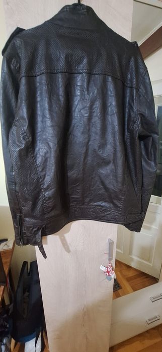 Geacă de piele ZARA culoare maro