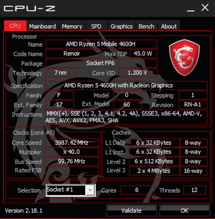 Laptop GAMING MSI Bravo 15 A4DDR 144hz AMD Ryzen 4600H Radeon RX 5500M