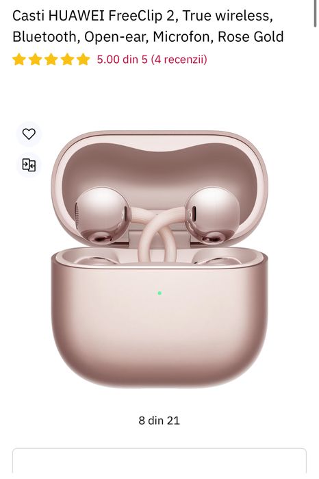 HUAWEI FreeClip 2, True wireless, Open-ear, Rose Gold, sigilate, transport inclus