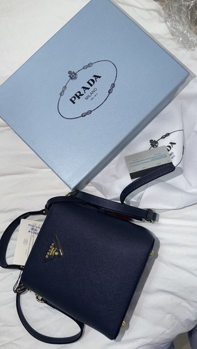 Дамска чанта Prada Milano mini Panier Saffiano пълен комплект