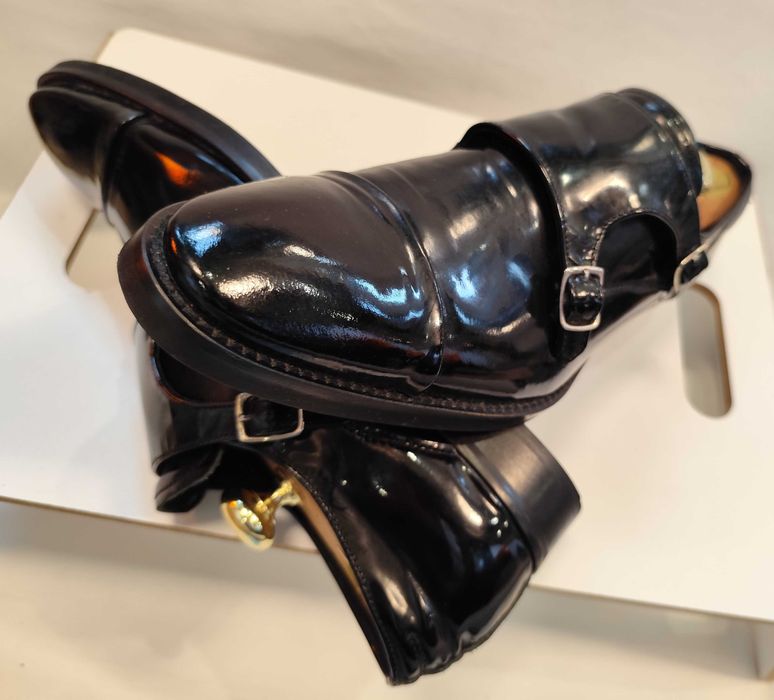 Pantofi double monk 42 42.5 de lux Lavoratione Artigianale NOI piele naturala negru