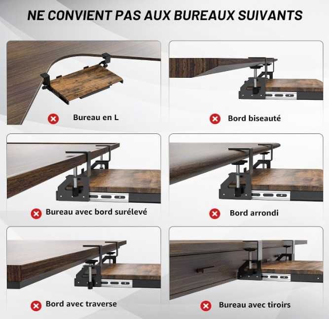 Suport Tastatura Birou, Negru/Maro Lemn, NOU